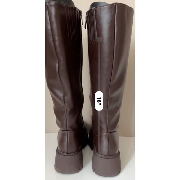 Dream Pairs faux brown smooth leather lug soled boots. Size 8.5. - Picture 9 of 11